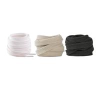 Yardwe Lot de 3 Paires de Lacets Plats en Coton 100 Cm pour Chaussures en Toile, Antidérapants et Remplaçants, Couleurs Blanc, Noir et Beige pour Baskets