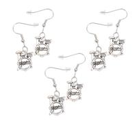 Yardwe Lot de 3 Set de Paires Boucles D'oreilles Instruments Batterie, Alliage Métallique Solide, Boucles Oreilles Femme Pendantes, Festival de Musique, Bijoux D'oreilles Originales