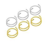 Yardwe Lot de 6 Anneaux de Nez en Spirale, Piercing Nez Inoxydable 0,8x8mm, Acier Couleur Argenté et Or, Bijoux Femmes pour Usage Quotidien et Fêtes
