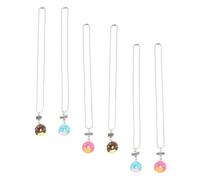 Yardwe Lot de 6 Colliers d'Amitié Délicats Pendentifs Donuts en Plastique 3 Couleurs Accessoire pour Meilleure Amie Présent Original pour Amies Proches