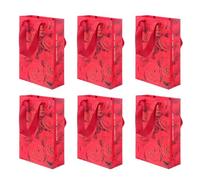 Yardwe Lot de 6 Paquet Présents Saint-valentin en Papier Polyester, Motif Roses Rouge Romantique, Format 220 X 150 X 60 Mm, pour Emballage Présent, Décoration Mariage et Sachet