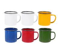 Yardwe Lot de 6 Tasses Émaillées Rétro Colorées, Mugs Épaissis en Émail Solide, Polyvalents pour Café, Chocolat Chaud et Lait, Usage Domestique et Extérieur, Assortiment Rouge Jaune Bleu Vert Blanc