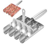 Yardwe Machine à Boulettes de Viande 4 Rangées en Acier Inoxydable Design Polyvalent et Facile à Nettoyer Cuisine, Moule à Boulettes de Poisson et Viande