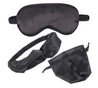 Yardwe Masque De Sommeil En Soie Noire, Bandeau Yeux Et Pochette De Rangement 3 Pièces, Taille Unique, Confortable Et Léger, Ensemble Portable Pour Voyage, Détente Et Sommeil Réparateur