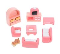 Yardwe Meubles de Maison de Poupée Accessoires de Salon avec Rose Table Basse et Chat Décoration DIY pour Maison et