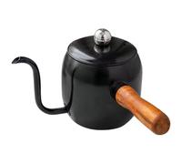 Yardwe Mini Bouilloire à Café à Col de Cygne 500ml en Acier Inoxydable et Bois, Noire, Verseuse Japonaise, sans Odeur, pour Familles et Bureaux