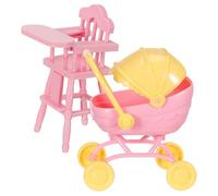 Yardwe Mini Poussette Et Chaise Haute pour Poupées Design Réaliste Et Léger Jeu Portable pour Filles Et Garçons Accessoire pour Garçon Fille Landau Miniature De Jeu