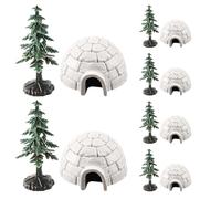 Yardwe Miniature Igloo and Craft Christmas Trees Set for DIY Arctic Scene Ornaments Educational Winter Igloo Model with Simulated Trees for Holiday Decorations and Creative Play