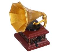 Yardwe Modèle phonographe rétro décòr Vintage Instruments Miniatures phonographe pour Enfants mobilier de Chambre Miniature Record Player Black Tourne-Disque Métal Doré