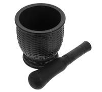 Yardwe Mortier Pilon la Cuisine Noir en Plastique à Surface Lisse sans Bavures, Outil pour Broyer Ail pour Usage Domestique et Culinaire