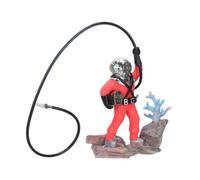 Yardwe Ornement D'aquarium Plongeur Trésor Effet Bulles en Résine Rouge | Décor Sous-marin, Accessoire Photo, Léger et Élégant, Pompe à Air Non Incluse
