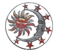 Yardwe Pendentif Mural Soleil Lune En Fer Forgé 29x29 Cm Pour Décoration Extérieure Intérieur Jardin Balcon Ornement Suspendu Artisanat D'art