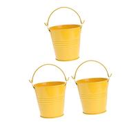 Yardwe Petit Seau en Fer-Blanc Jaune, 3 Pièces, pour Fleurs | Seau à Compositions, Pot de Jardinage, Stockage Décoratif, Jardin et Salon Bar
