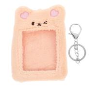 Yardwe Photocard Holder Keychain Cute Keychain Plush Bear Rabbit Cat Photo Card Holder Sleeve with Key Ring Practical Portable Protects Bank Credit Card for Women Teens