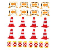 Yardwe Pièces Éducatifs Cônes de Circulation pour Garçon Fille Enseignement Barrières et Panneaux Routiers pour Jeu de Rôle et Imagination