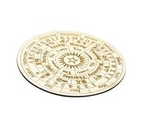 Yardwe Plaque de Divination Surface Lisse et Motifs Sculptés en Bois Beige pour Jeu D'astrologie ou Décoration Murale Mystique