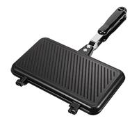 Yardwe Poêle à Sandwich Double Face en Aluminium Anti-adhésive pour Maison Moule à Sandwich Pratique Revêtement Noir Cuisson Rapide et Desserts