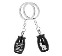 Yardwe Porte-clés Urne Funéraire pour Chien Ornement Pendentif Urne Funéraire pour Animal De Compagnie en Acier Inoxydable Mini Porte-clés Décoratif pour Cendres 2 Pièces Noir