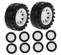 Yardwe Roues de Voiture Télécommandée Noir, Faciles à Assembler en Plastique Pièces Détachées Voiture Rc 10pcs pour Projets DIY de Modèles Réduits
