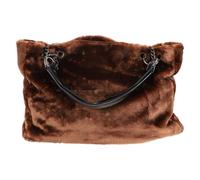 Yardwe Sac à Main en Peluche pour Femme, Grand Format, Marron | Polyester Moelleux, Style Féminin, Usage Quotidien, pour Étudier et Travailler, Forme Volumineuse