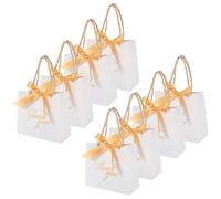 Yardwe Sacs cadeaux de mariage dorés avec rubans et poignées en papier pour banquet 12pcs