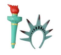 Yardwe Serrage-tête Statue Liberté Torche et Couronne en Pu Confortable, Accessoire Unique pour Costume Halloween et Fêtes Patriotiques