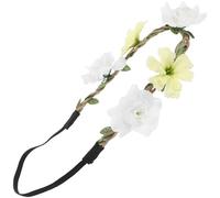 Yardwe Serre-tête Floral Blanc Tissu Fait Main Bandeau Fleur Garland Confortable pour Mariage Festivals et Accessoires Cheveux Femme