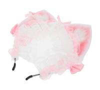 Yardwe Serre-tête Oreilles de Chat Dentelle Peluche Rose Bandeau Kawaii Non Glissant pour Cosplay Fêtes Costumées et Soins Visage Accessoire Lolita Charmant