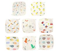 Yardwe Serviettes Absorbantes en Coton et Serviettes à Salive Lot de 8 pour Bébé Plusieurs styles Lingettes D'alimentation Légères et Lavables pour Toilette Quotidienne