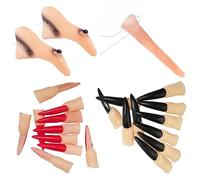 Yardwe Set de Faux Ongles Colorés et Nez Factices pour Fête Halloween Accessoires et Confortables Cosplay Vampire Lot avec Ongles Noirs Rouges Long Nez et de