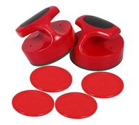 Yardwe Set de Mini Accessoires Air Hockey Mallet et Palets Rouges pour Table de Jeu Jeu Palet Robuste et Facile à