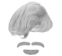 Yardwe Set de Perruque et Accessoires Professeur Perruque Homme Grise Réaliste avec Barbe et Sourcils pour Costume Cosplay et Déguisement Fête