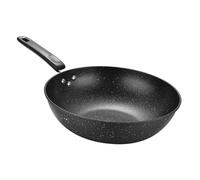 Yardwe Wok Poêle Stable et Solide Antiadhésif Noir en Pierre de Maifan Facile à Nettoyer pour Cuisinière Électrique pour Hôtels et Restaurants Occidentaux