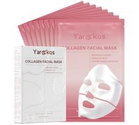 Yargkos Lot de 8 masques de nuit hydrogel au collagène, hydratant, améliore l'élasticité, affine les pores, idéal comme cadeau de soins personnels pour les femmes