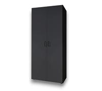 YARK - Armoire Polyvalente à Portes battantes - avec Beaucoup d'espace de Rangement pour Votre Chambre à Coucher - 80 x 177 x 52 cm (l x H x P) - Noir Mat