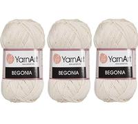 Yarn Art Begonia Lot de 3 écheveaux 100 % coton mercerisé 50 g (169 m), sport fin : 2 (6194)