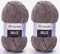 Yarn Art Dolce Yarn Lot de 2 pelotes de fil 100 % micropolyester 2 x 100 g Super Bulky :6 Baby Chenille Yarn (754 vison)