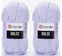 Yarn Art Dolce Yarn Lot de 2 pelotes de fil 100 % micropolyester 200 m 2 x 100 g Super volumineux : 6 fils chenille pour bébé (776 bleu glace)