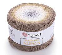 Yarn Art Fleurs d'alpaga 20% alpaga, 80% acrylique, poids 250 g, longueur 900 m, multicolore, arc-en-ciel, crochet, poids 2 Sport (407)
