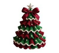 Yarn Crochet Tree - Festive Tabletop Ornament for Christmas | Handmade Desktop Decor, Decorative Holiday Props for Mantel, Windowsill Shelves Living Room Party Celebration, 1.18x1.18x2.36 inches