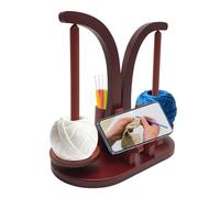 Yarn Winder Dérouleur de Laine,Bobinoir à Laine en Bois, Support à Pelotes de Laine à Double Tige, Avec Bac de Rangement pour Accessoires de Tricot et Support pour Téléphone Portable, Dévidoir Laine