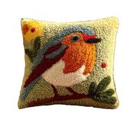 YarnAdventures Animal Oiseau Kits de crochets à loquet pour adultes,Rouge-gorge sur une branche,Taie d'oreiller Coussins Crochet pour Enfants Adultes,Cadeaux de Noël/Anniversaire,43x43cm