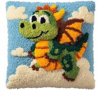 YarnAdventures animaux de dessins animés Kit Crochet de Verrouillage Tapis DIY Broderie,mignon petit dinosaure,Taie d'oreiller Coussins Tapis Kits,Crochet pour Enfants Adultes Débutants,43x43cm