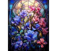 YarnAdventures Belles fleurs d'iris Peinture Numero Adulte Kits,Style de vitrail,Kits de Peinture au Numéro,DIY Painting by Numbers sur Toile par Numéro Avec Pinceaux,40x50cm sans cadre