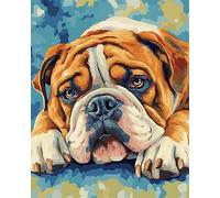 YarnAdventures Chien animal Kits de peinture par numéros sur toile,bouledogue anglais,Kits de peinture par numéros pour adultes,Artisanat pour la décoration intérieure,40x50cm sans cadre