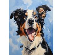 YarnAdventures Chien de compagnie animal mignon Peinture par Numéros pour Adulte,Border Collie,DIY Peinture Acrylique pour Adultes Enfants débutants,Paint by Numbers,40x50cm