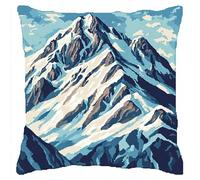 YarnAdventures coussin point de croix kit complet,Paysage de montagne enneigée,Coussin Décoratif Brodé Art Creatif Cadeau DIY Cross Stitch Embroidery,45x45cm