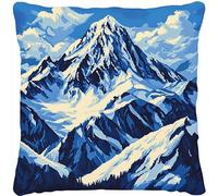 YarnAdventures kit broderie point de croix coussin,Paysage de montagne enneigée,DIY décoration intérieure coussin de broderie,45x45cm Kits de point de croix pour adultes