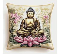 YarnAdventures Kit de Coussin avec Crochet à Loquet for Adultes Débutants,Statue du Bouddha du Lotus,Set de Crochetage Coussin Tapis,Loquet Crochet Coussin Kits,43x43cm