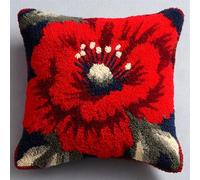 YarnAdventures Loquet Crochet Coussin Kits,Une belle petite fleur,Kit de crochet de loquet à faire soi-même,matériaux d'oreiller 3D,broderie au point de croix,43x43cm